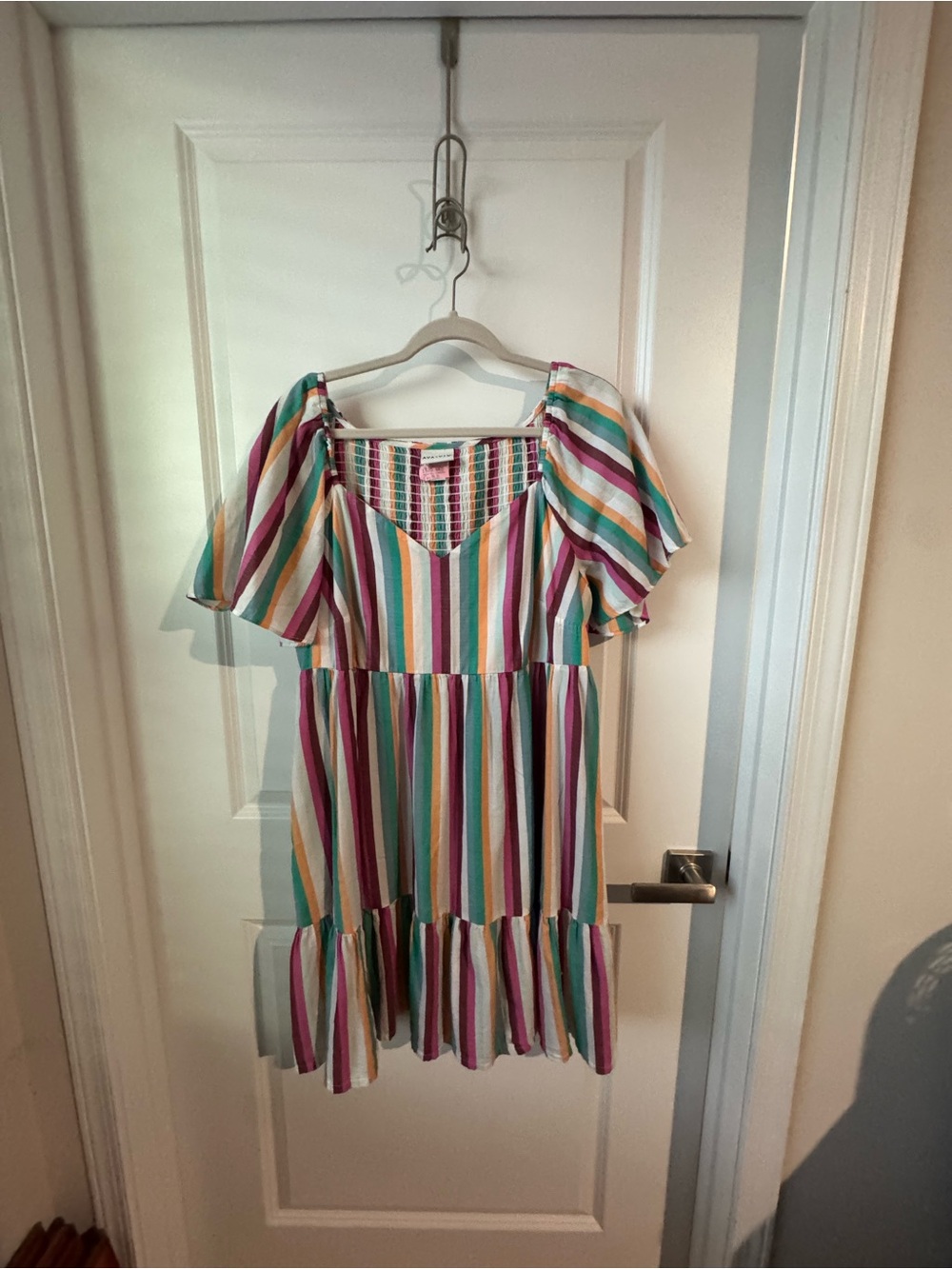 Ava & Viv Multicolor Stripe Flutter-Sleeve Dress